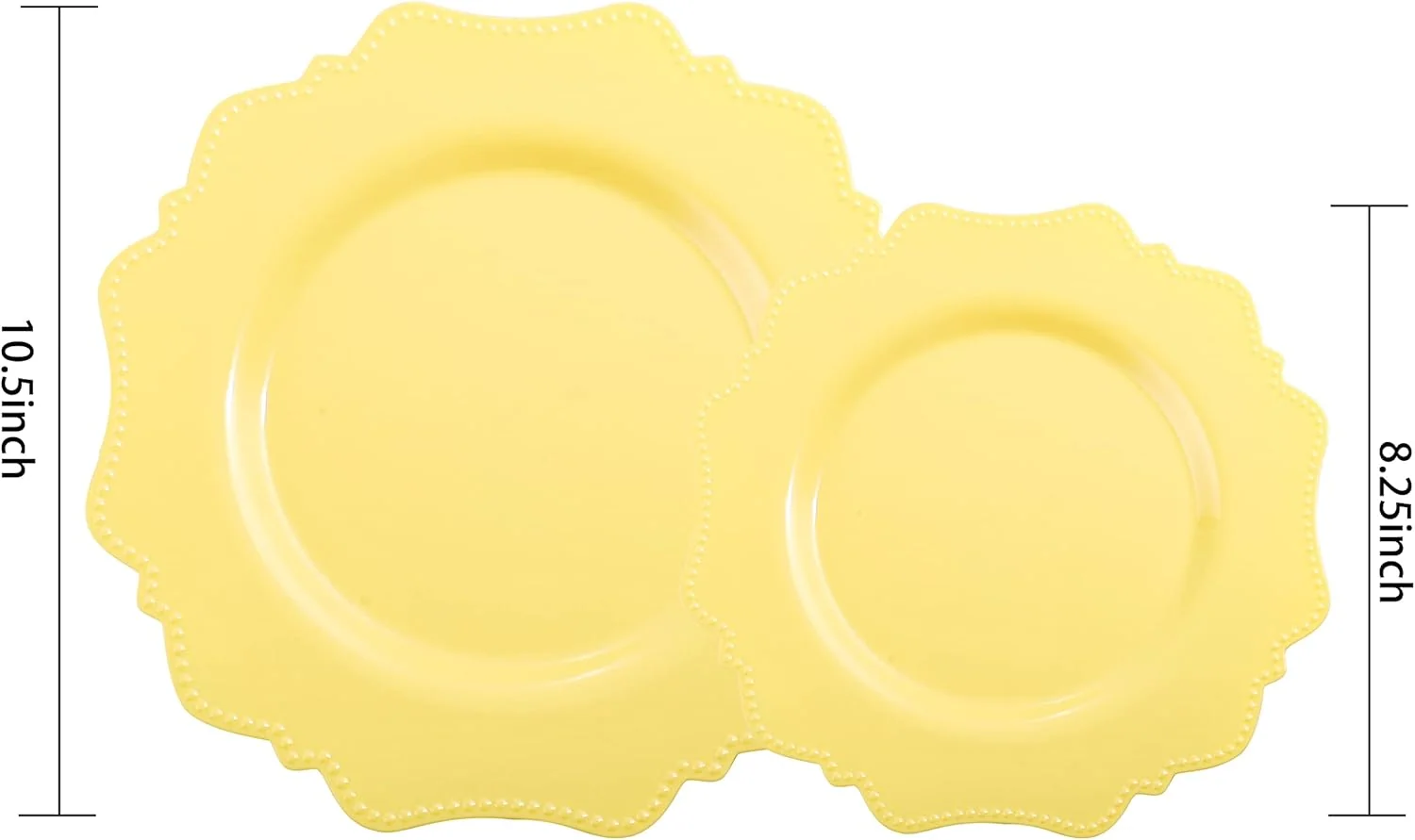 Yellow Disposable Plastic Plates-Heavy duty plate for party/wedding/anniversary 30 dinner plates and 30 dessert/salad plates — view 10