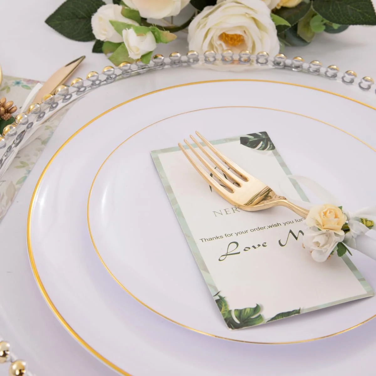 White And Gold Plastic Plates — view 11