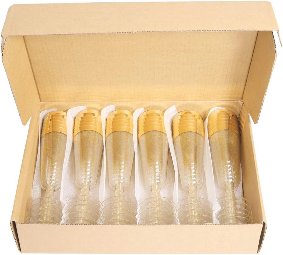 Gold Glitter Plastic Champagne Flutes — view 15