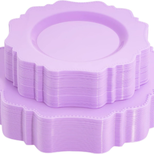 Purple Disposable Plastic Plates-Heavy duty plate for party/wedding/anniversary 30 dinner plates and 30 dessert/salad plates — view 8