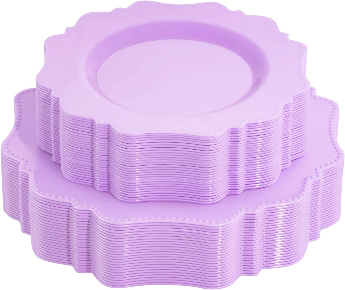 Purple Disposable Plastic Plates-Heavy duty plate for party/wedding/anniversary 30 dinner plates and 30 dessert/salad plates — view 8