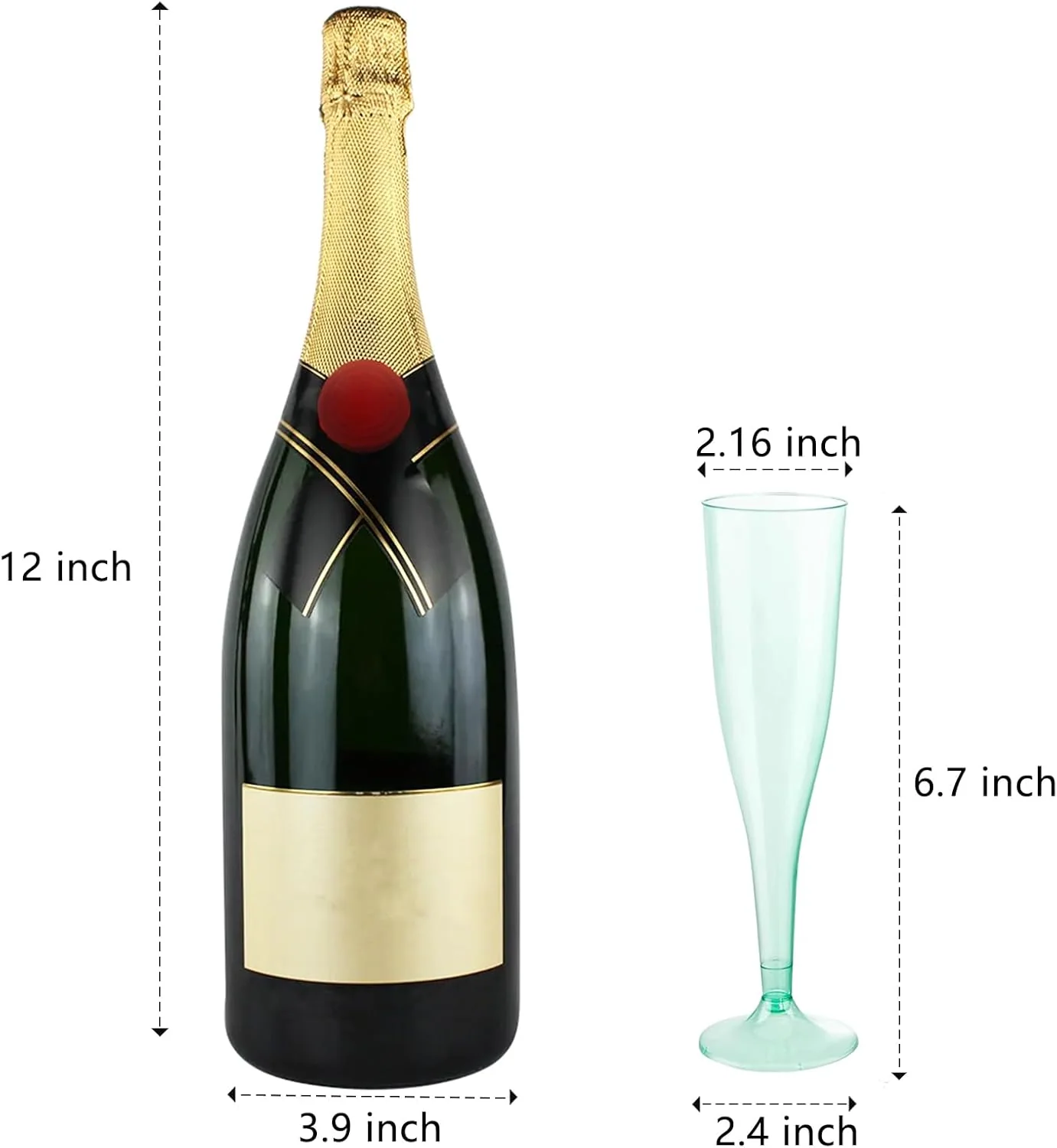 Clear Green Plastic Champagne Flutes — view 11