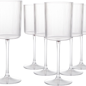 Ribbed Square Wine Glasses, Plastic Stem, Clear Design (10 oz, 12 Pack) — view 11