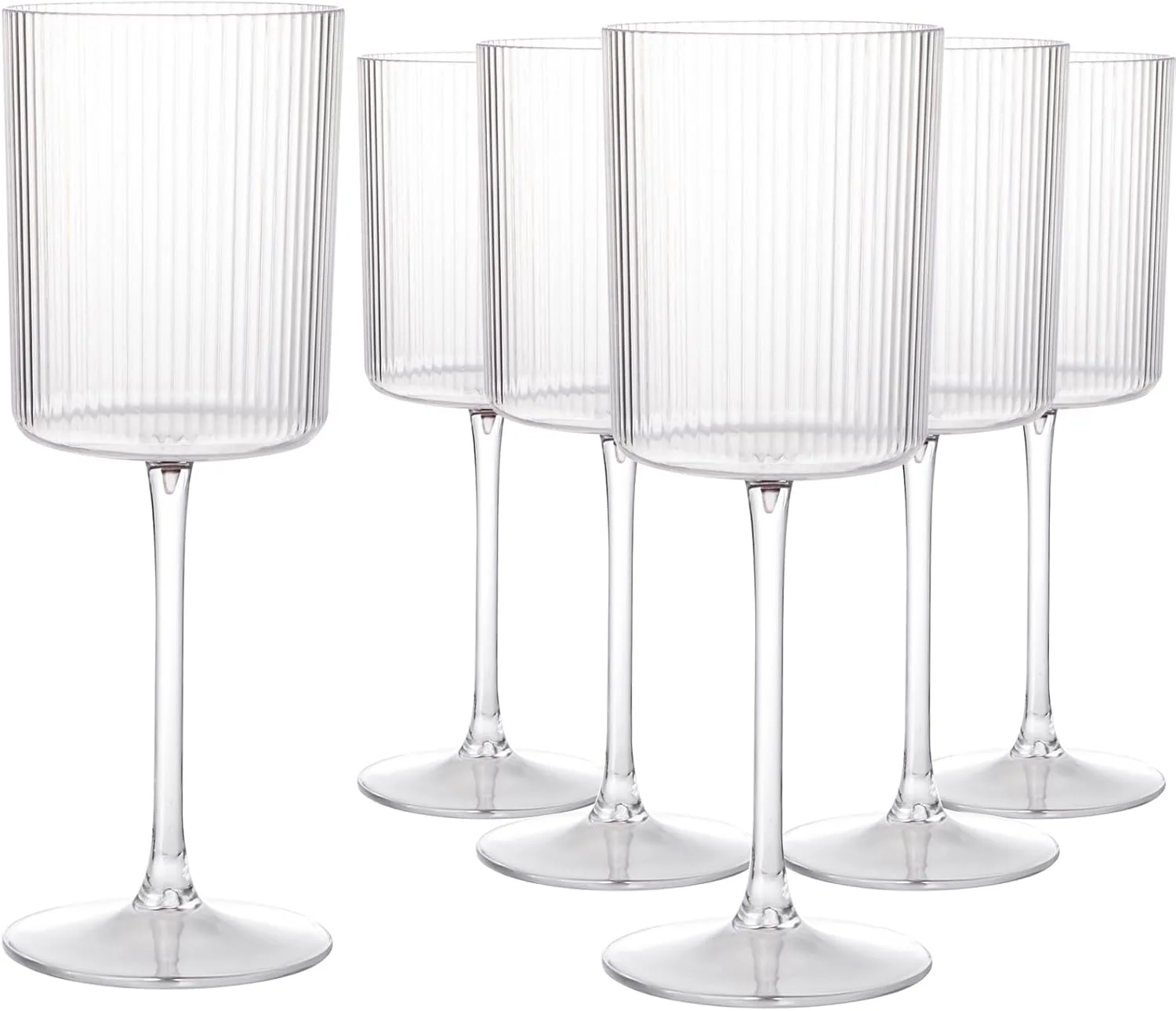 Ribbed Square Wine Glasses, Plastic Stem, Clear Design (10 oz, 12 Pack) — view 11