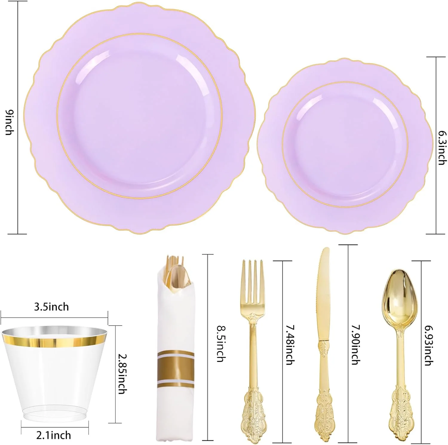 Light Purple Liacere Plates Disposable — view 11