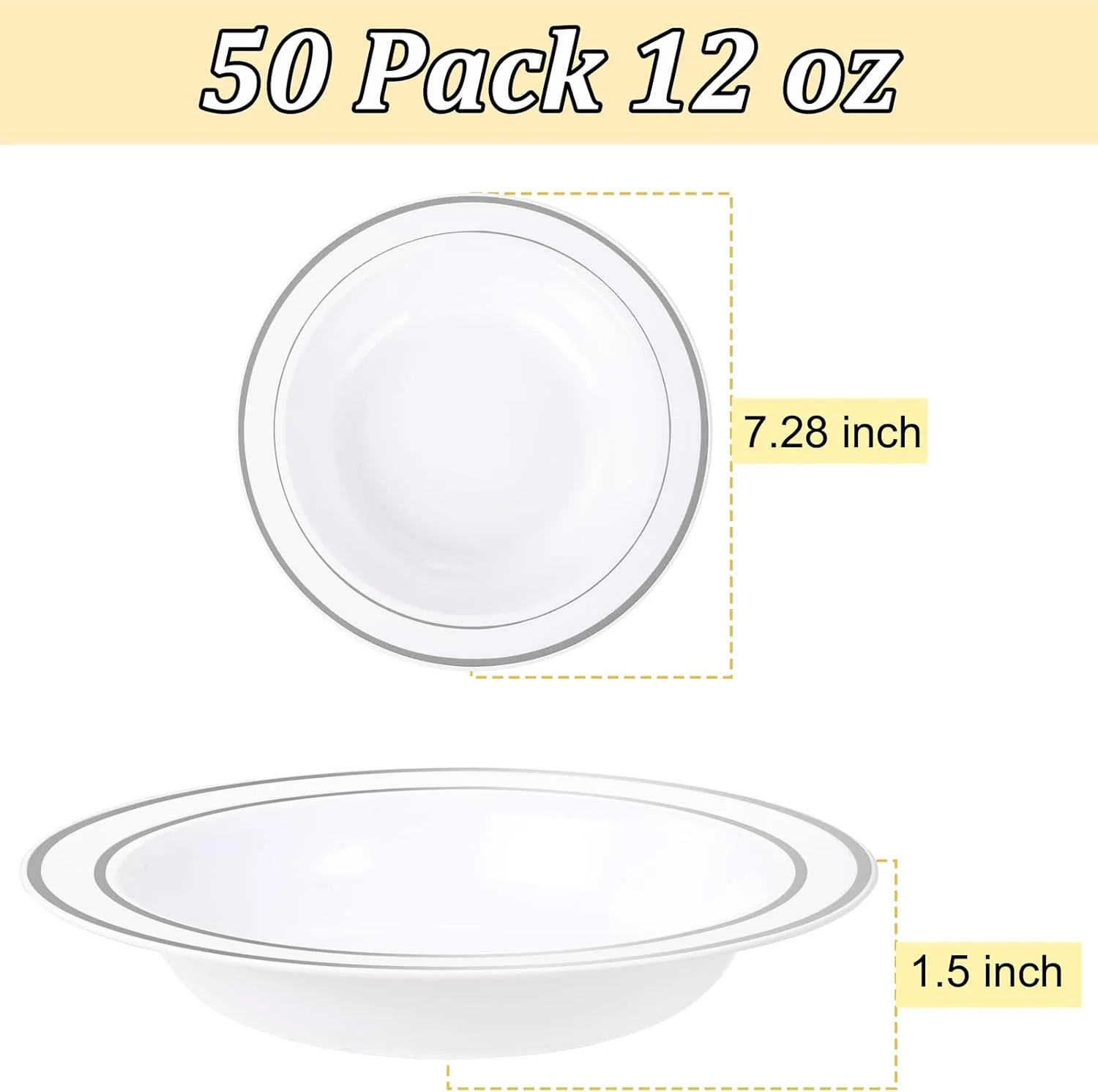 Silver Plastic Bowls with Gold Rim — view 13