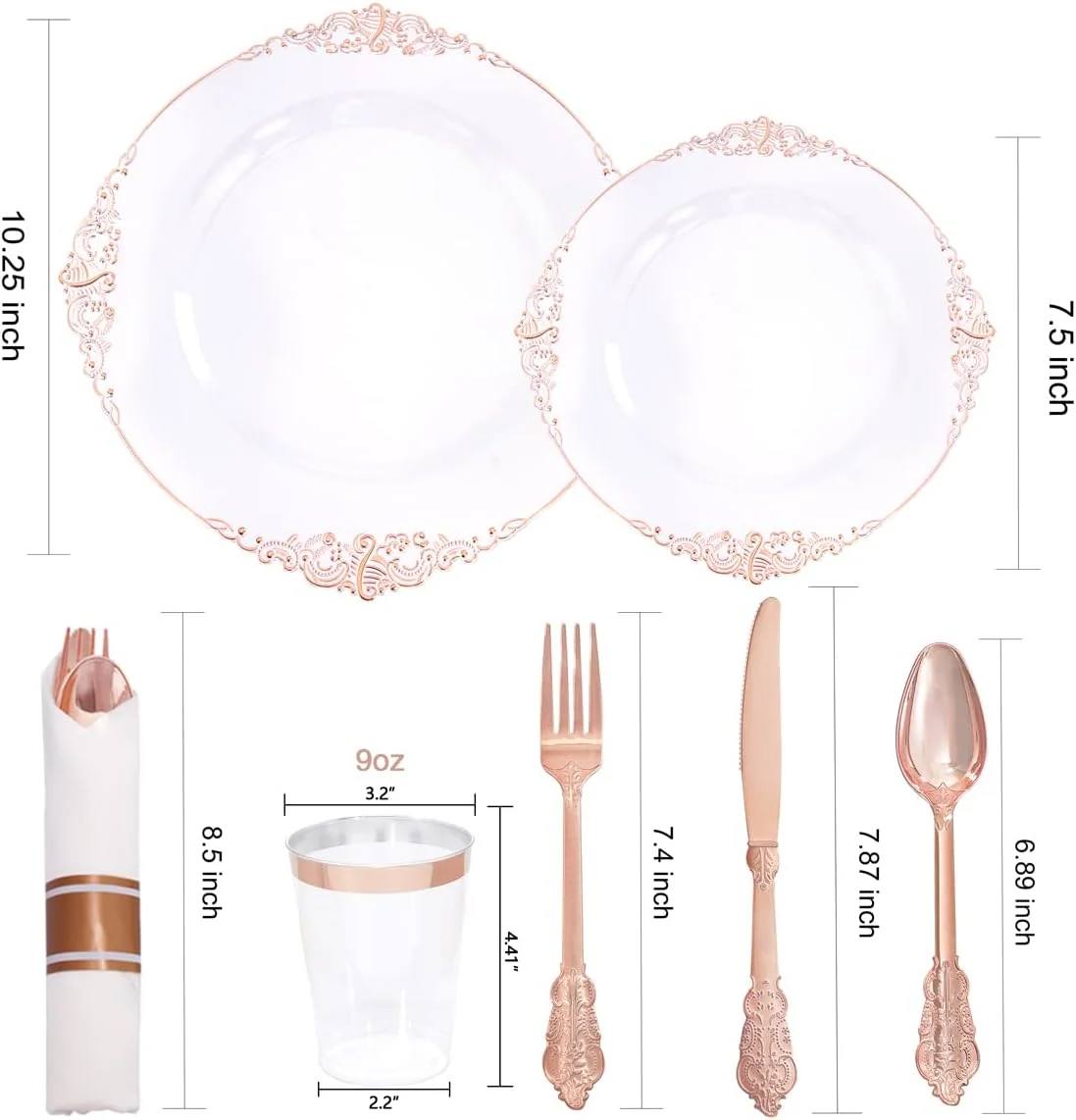 Rose Gold Dinnerware Set for 50 Guests — view 13