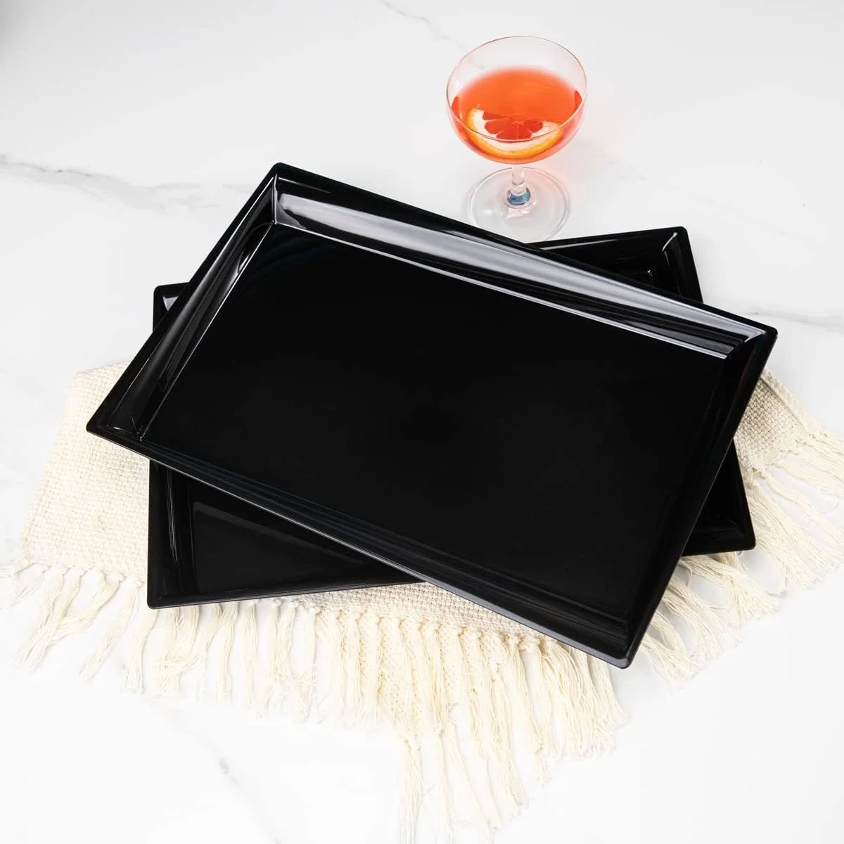 Black Serving Tray Plastic Trays — view 10
