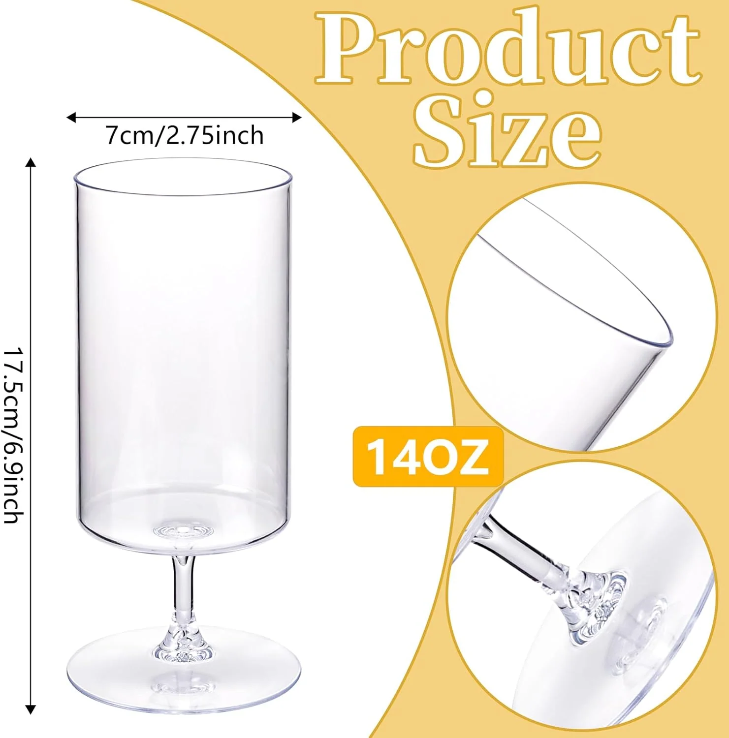 Clear Plastic Wine Goblets, Short Stem (14 oz, 12 Pack) — view 13