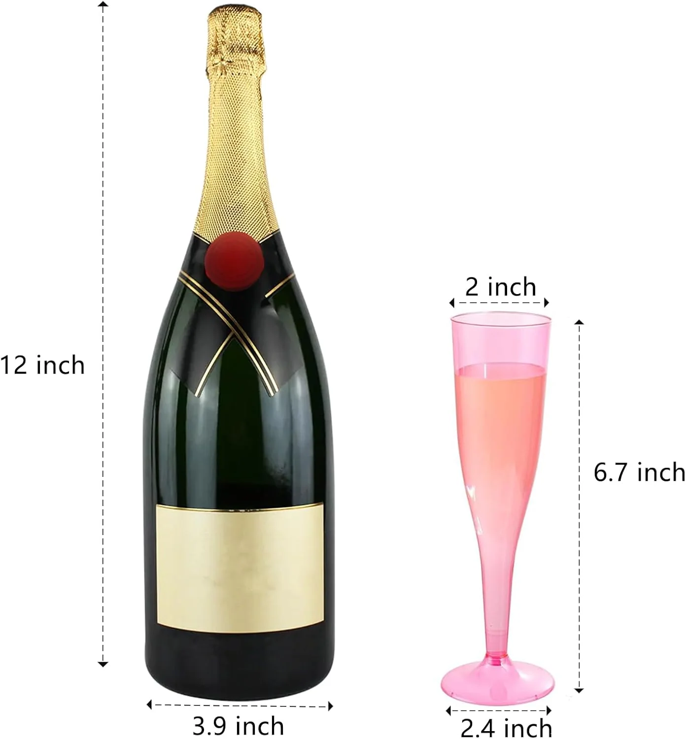 Clear Pink Plastic Champagne Flutes — view 11