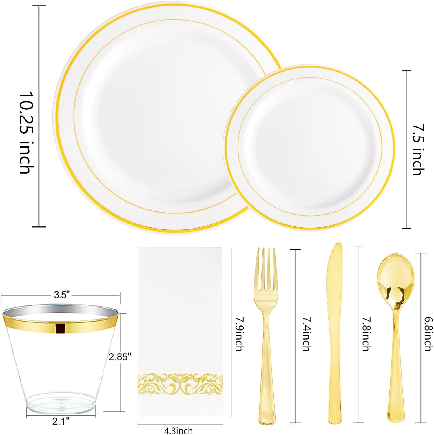 Gold Deluxe Disposable Dinnerware Set with Napkins — view 10