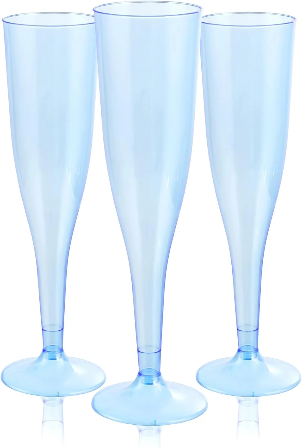 Clear Blue Plastic Champagne Flutes — view 10