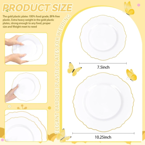 Gold Baroque Plastic Plates — view 12