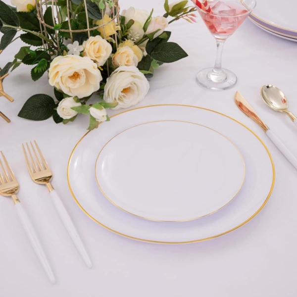White And Gold Plastic Plates — view 14