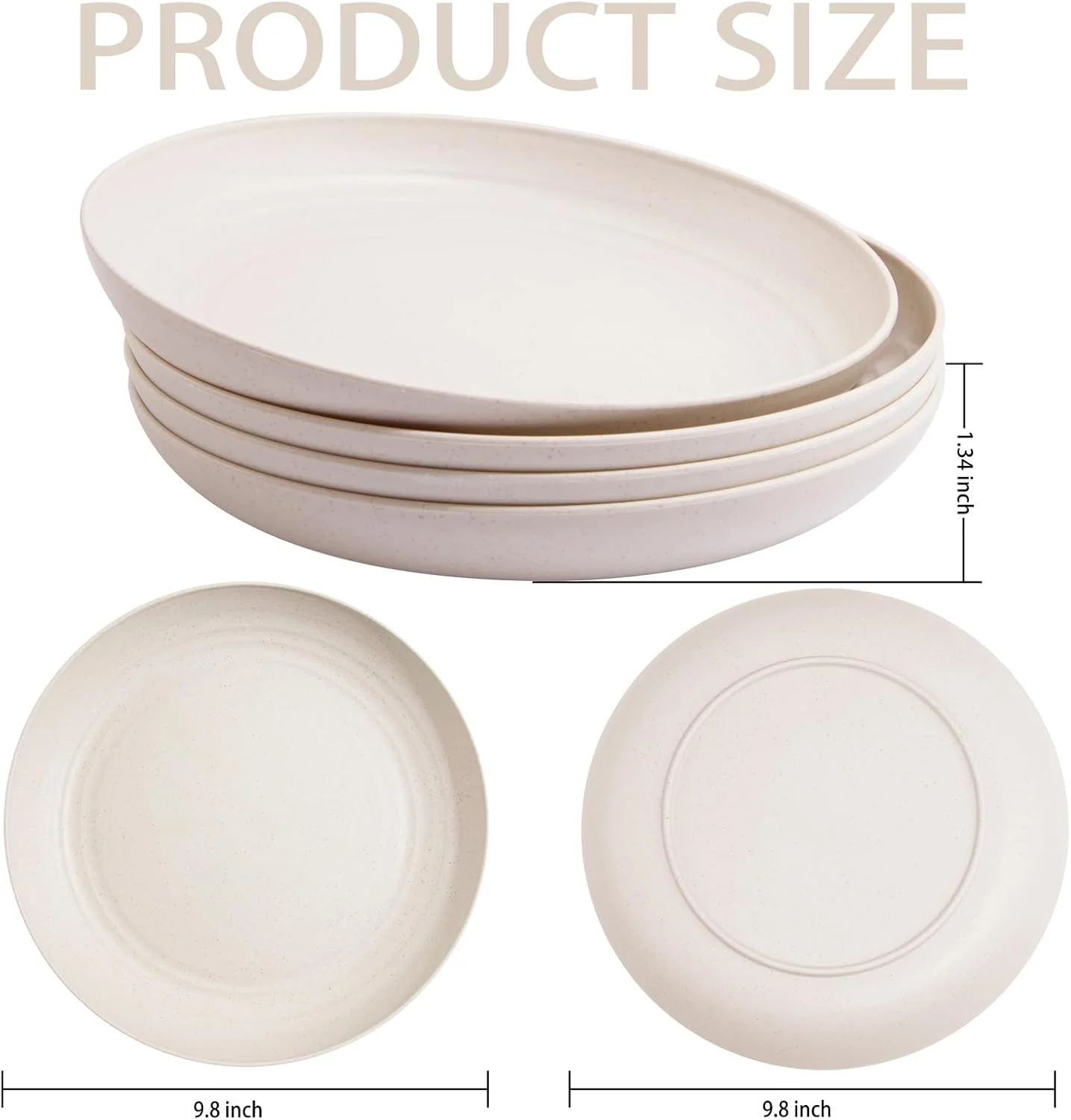 Beige Wheat Straw Plates,Deep Dinner Plastic Plates,Reusable Plates,10 inch Unbreakable Plates Set,Lightweight Microwave Dishwasher Safe,Plastic Plates for Picninc,Camping, RC366-1 — view 12