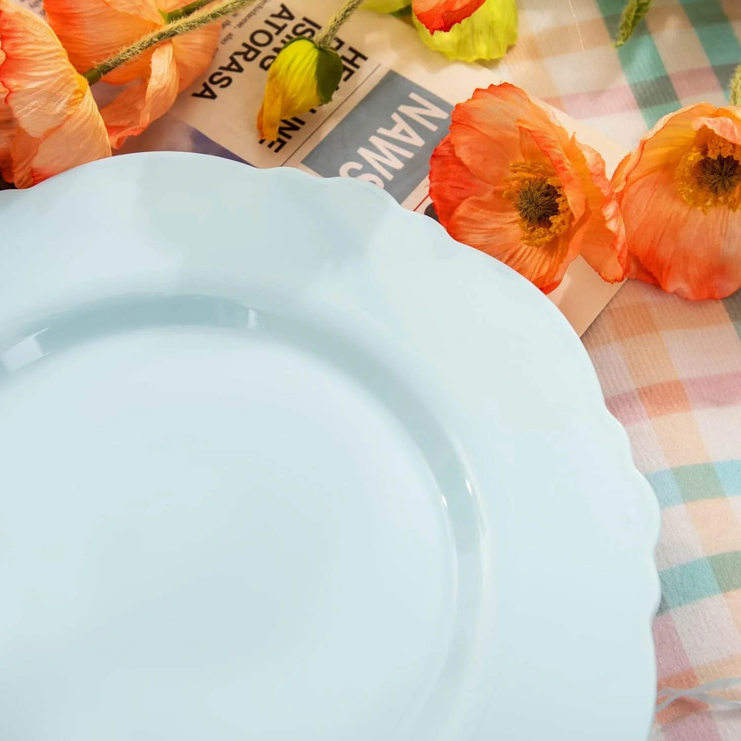 Mint Green Baroque Plastic Plates (60 Pieces) — view 14