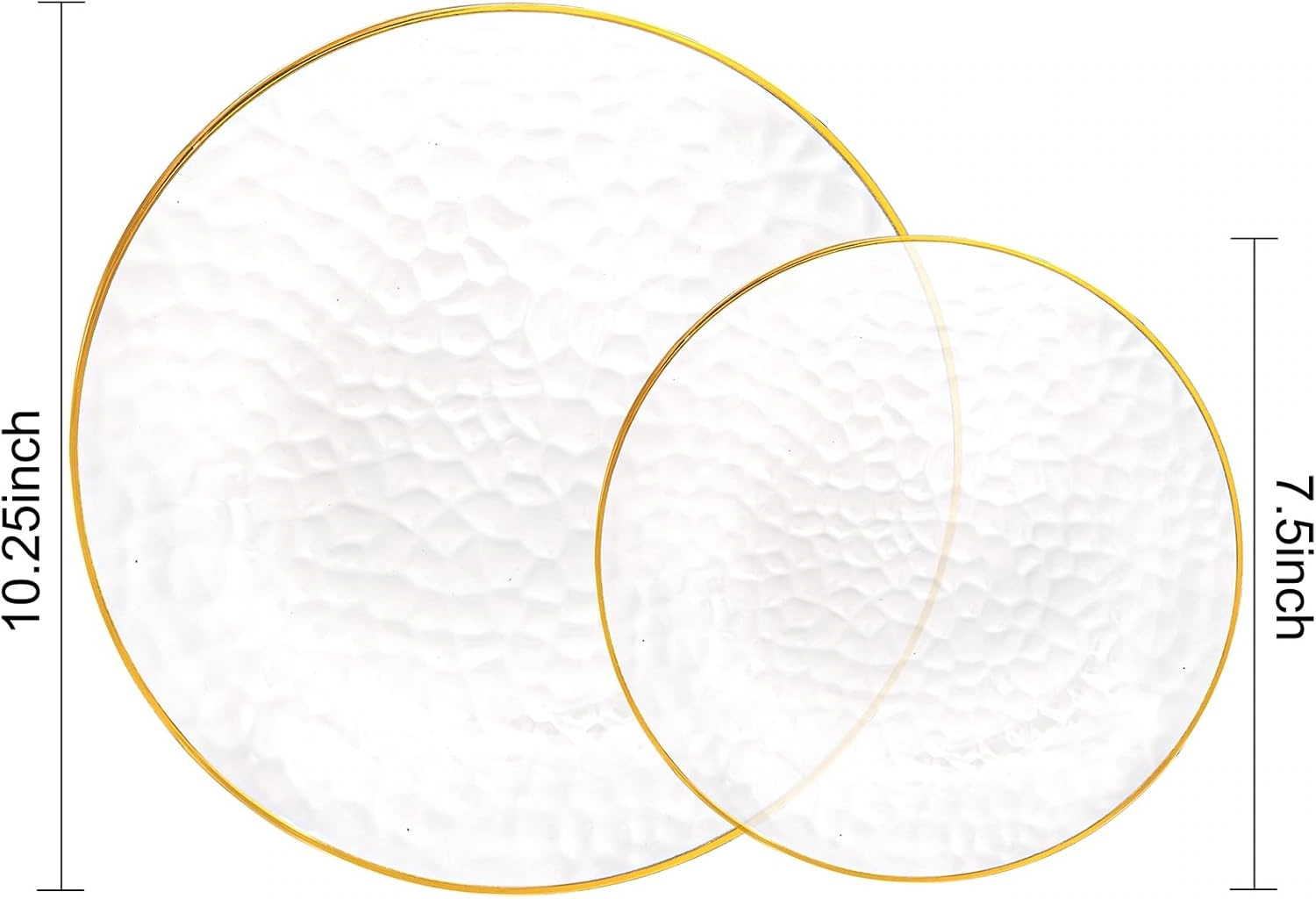 Clear Gold Plastic Plates,Disposable Plates With Rim,Heavy-duty Plates,Hammered Party Plates Include 30Clear Dessert-Platos,30Dinner-Platos for Wedding, Party — view 11