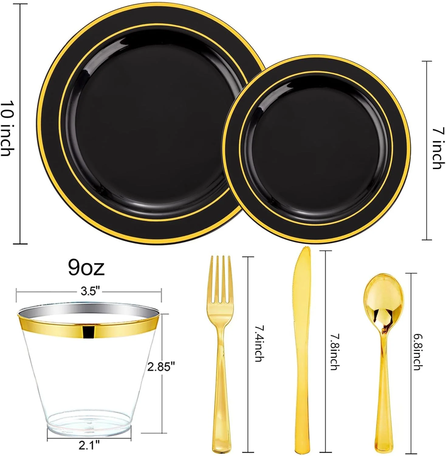 Black Gold Trim Deluxe Disposable Dinnerware Set — view 11