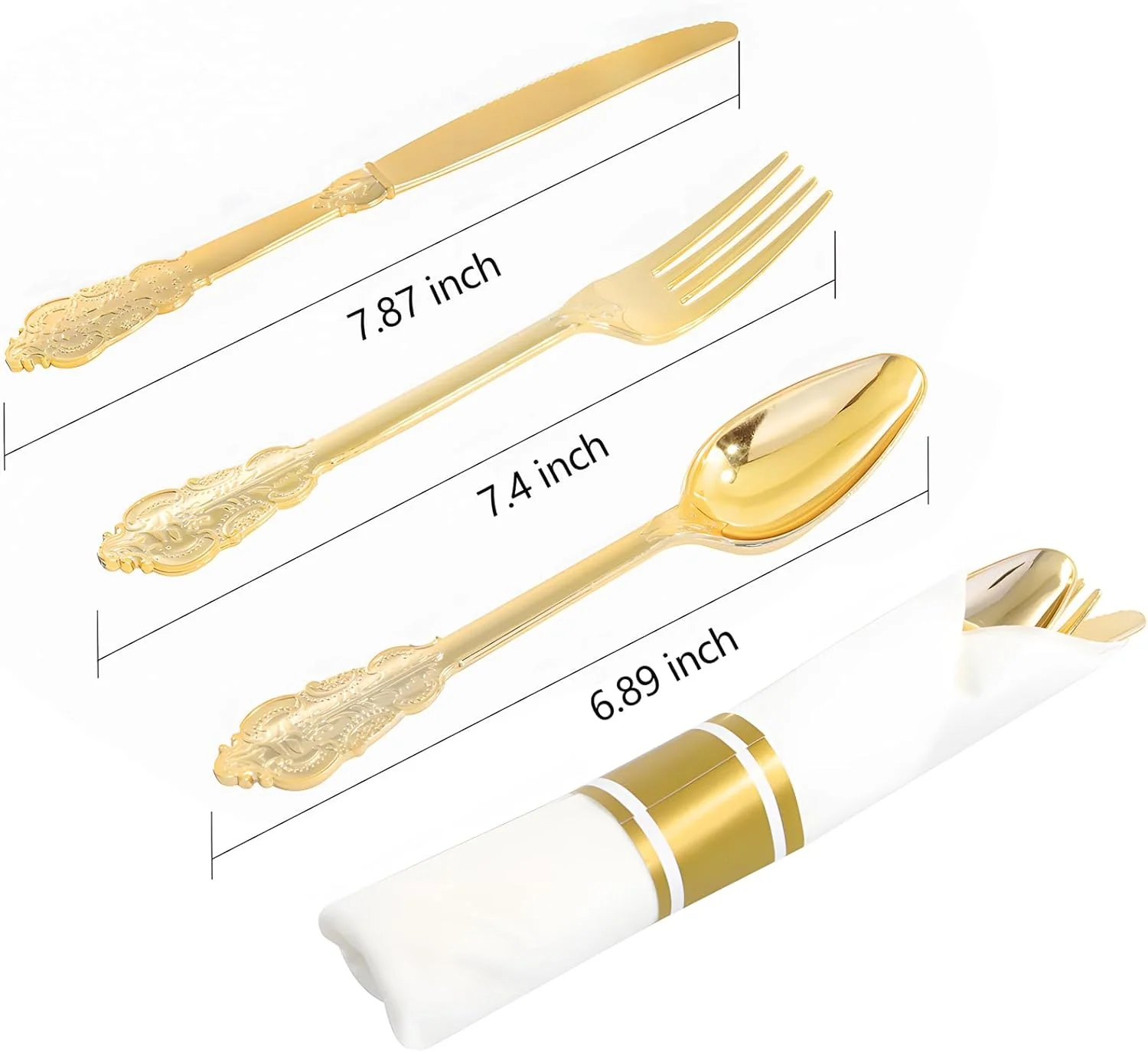 Gold Fancy Pre Rolled Plastic Silverware Sets — view 13