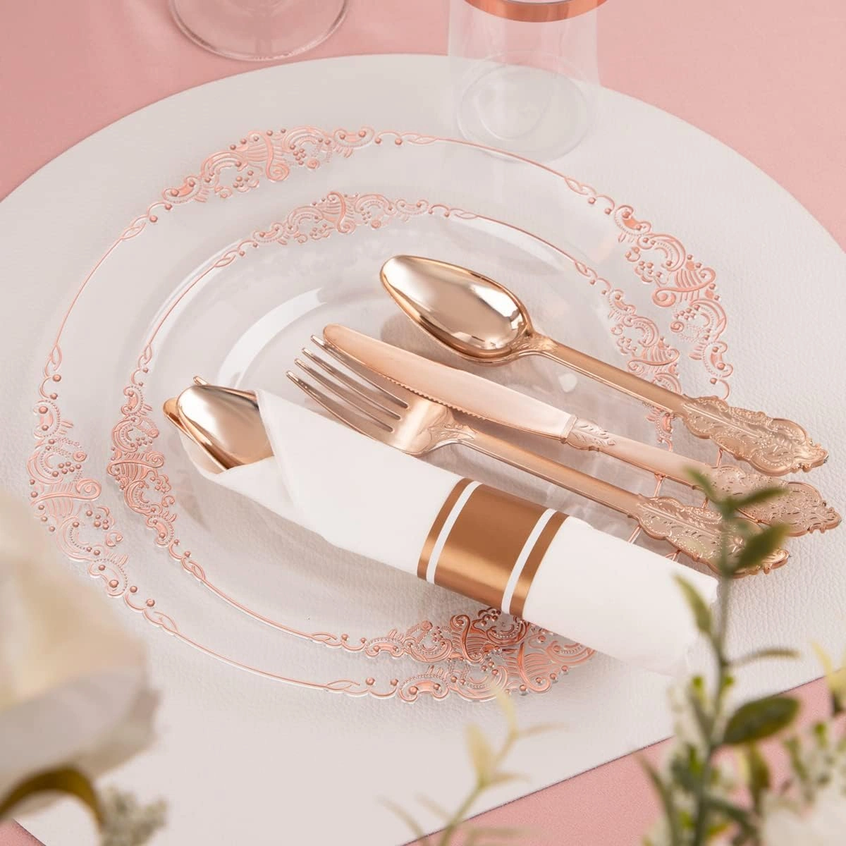 Rose Gold Dinnerware Set for 50 Guests — view 15