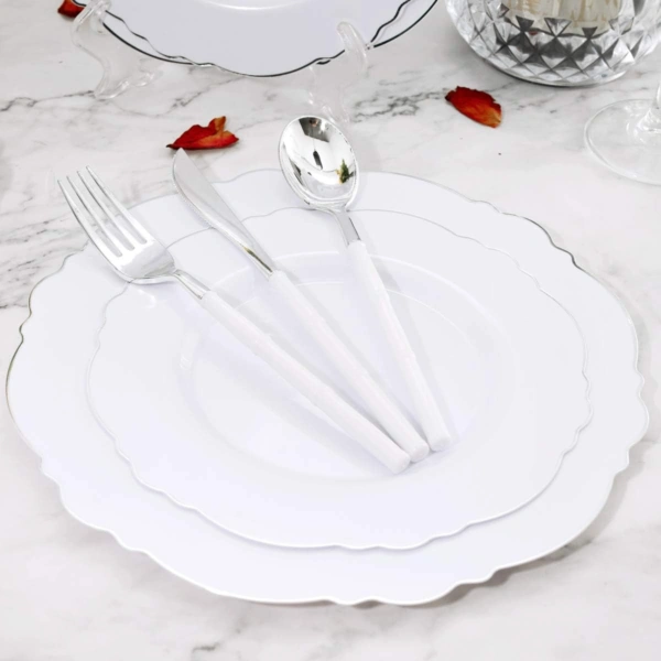 Silver Baroque Plastic Plates — view 16