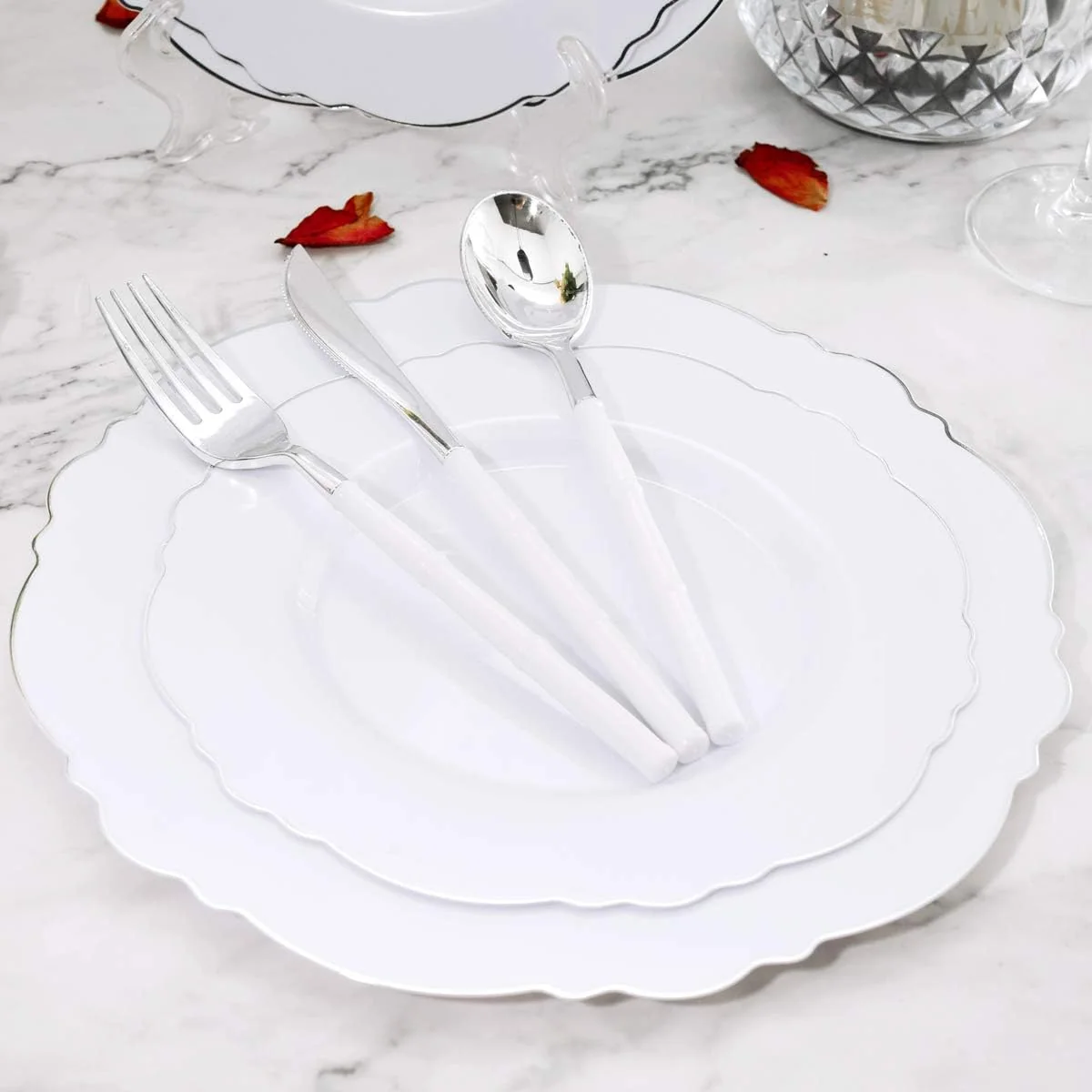 Silver Baroque Plastic Plates — view 16