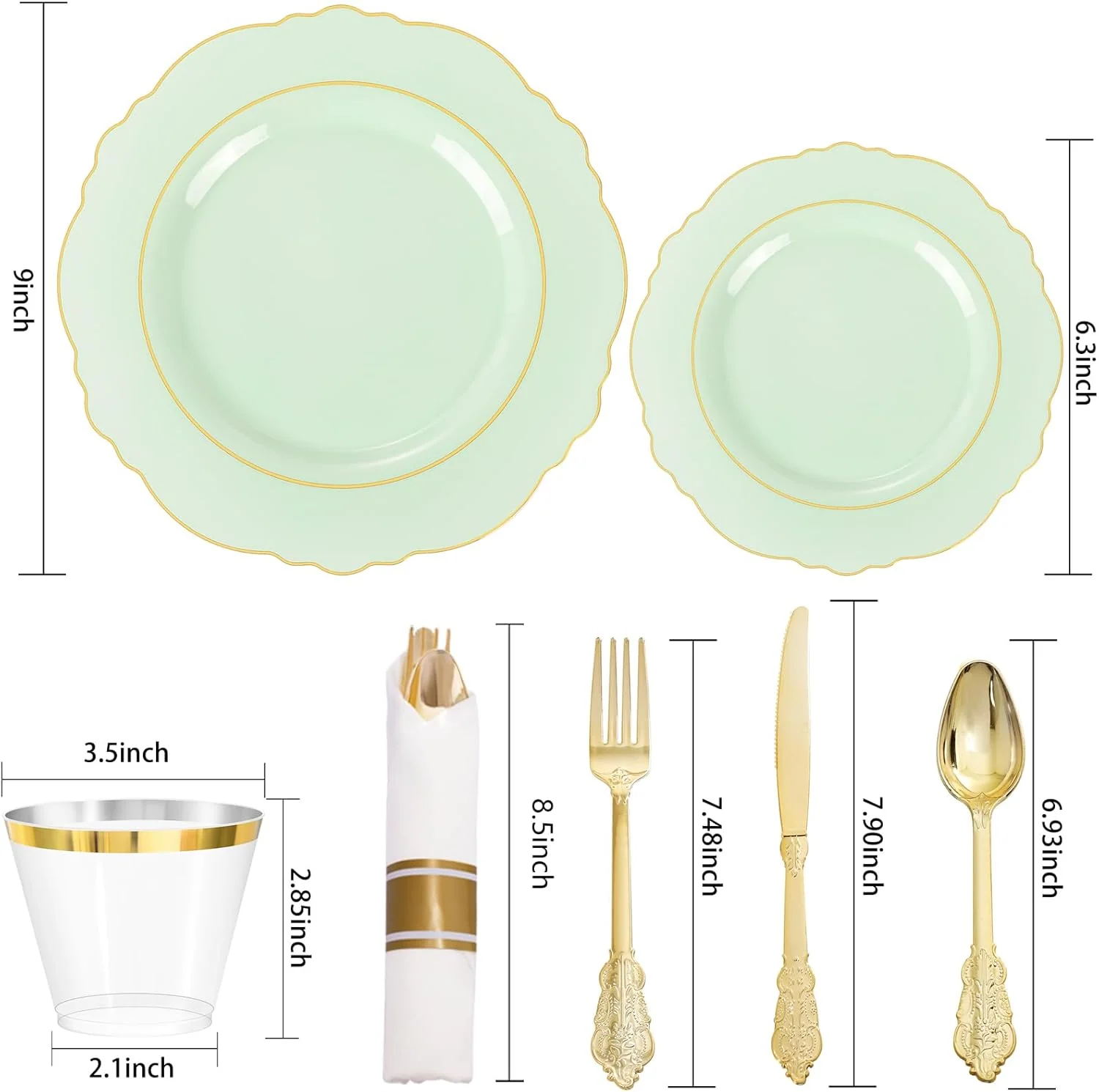 Light Green Liacere Plates Disposable — view 11