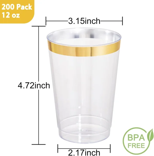 Gold Rim Plastic Cups — view 13