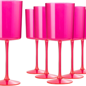 Hot Pink Stemmed Plastic Wine Glasses, Party Ready (10 oz) — view 11
