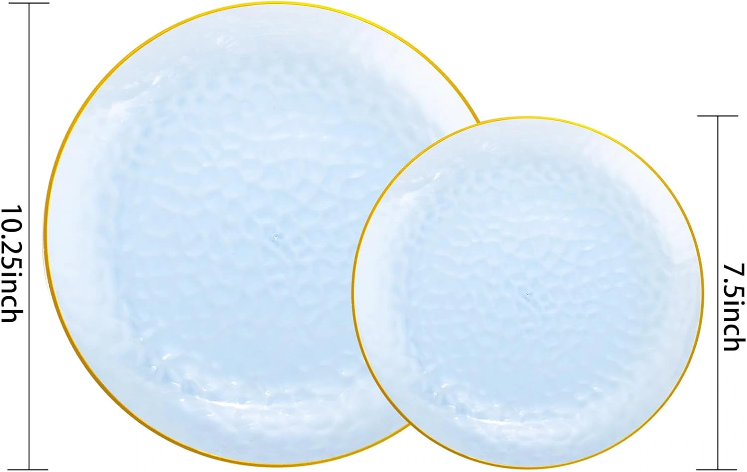 Clear Blue Gold Plastic Plates,Disposable Plates With Rim,Heavy-duty Plates,Hammered Party Plates Include 30Clear Dessert-Platos,30Dinner-Platos for Wedding, Party — view 10