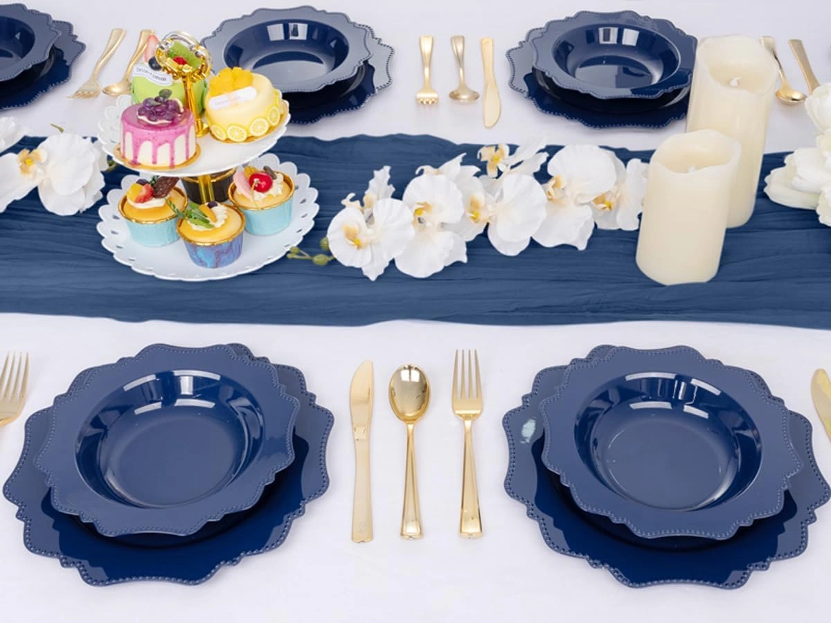 Navy Blue Plastic Party Bowls () 12 Oz Disposable Soup/Salad Bowl — view 16