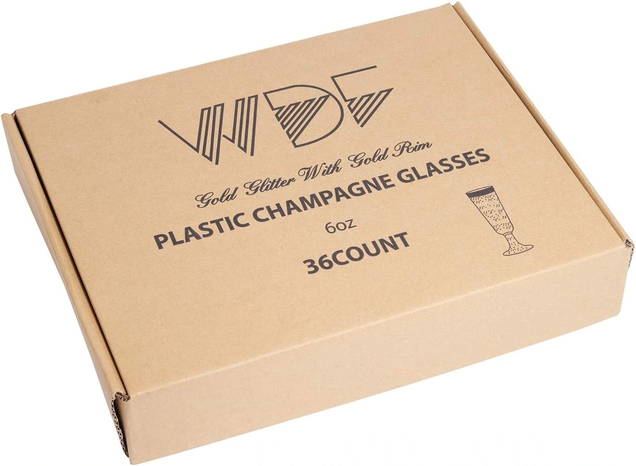 Gold Glitter Plastic Champagne Flutes — view 16