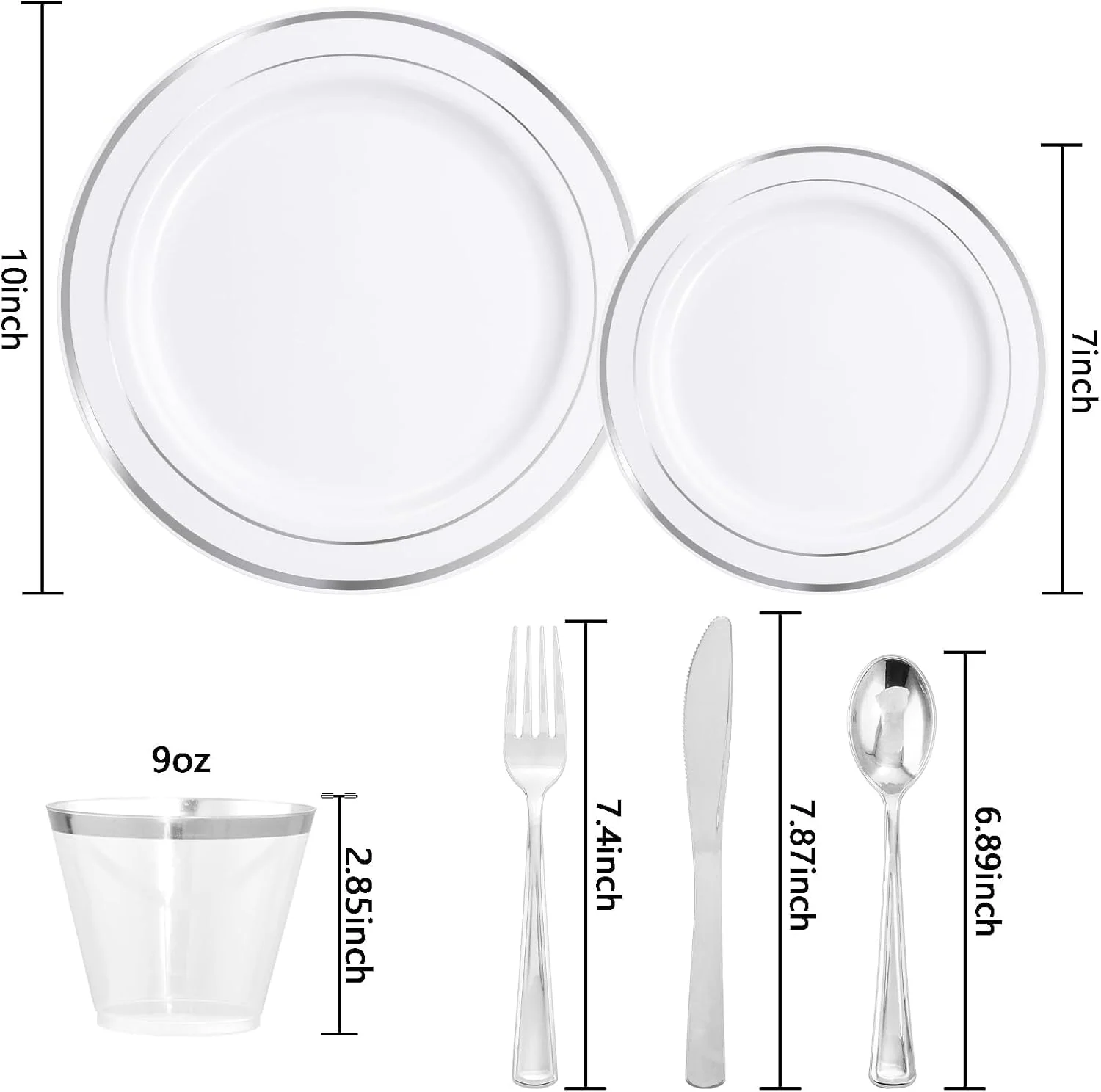 White & Silver Deluxe Disposable Dinnerware Set — view 11