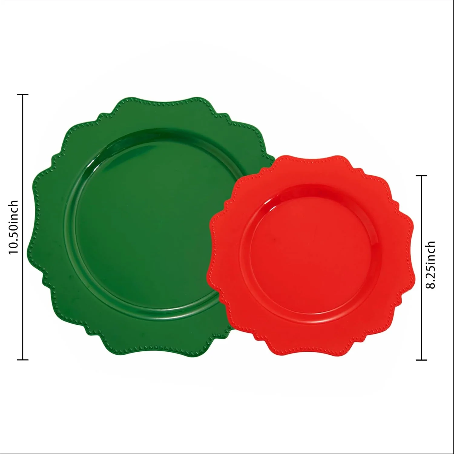 Red+Green Disposable Plastic Plates-Heavy duty plate for party/wedding/anniversary 30 dinner plates and 30 dessert/salad plates — view 12