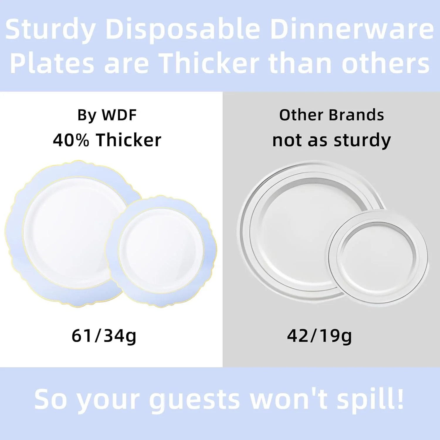 Blue Baroque Plastic Plates (60 Pieces) — view 14