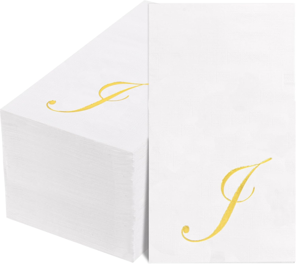 Gold Letter Cocktail Napkins (100 Pieces) — view 9