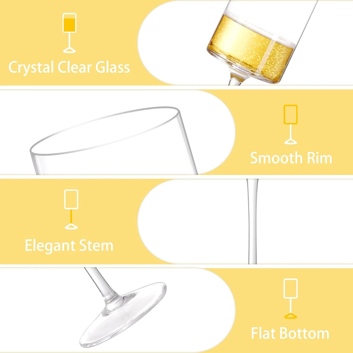 Square Crystal Wine Glasses, Long Stem, Dishwasher Safe (14 oz) — view 15