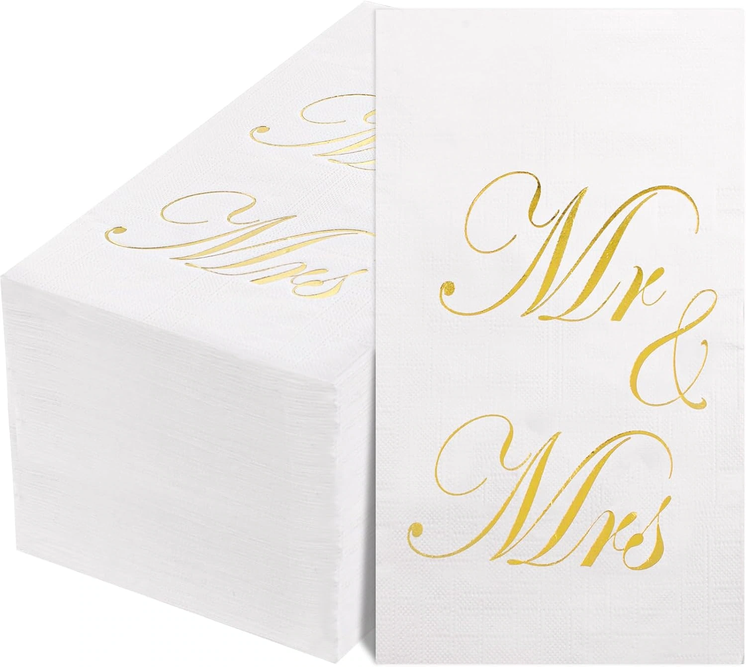 Gold Mr & Mrs Print Napkins (100 Pieces) — view 9