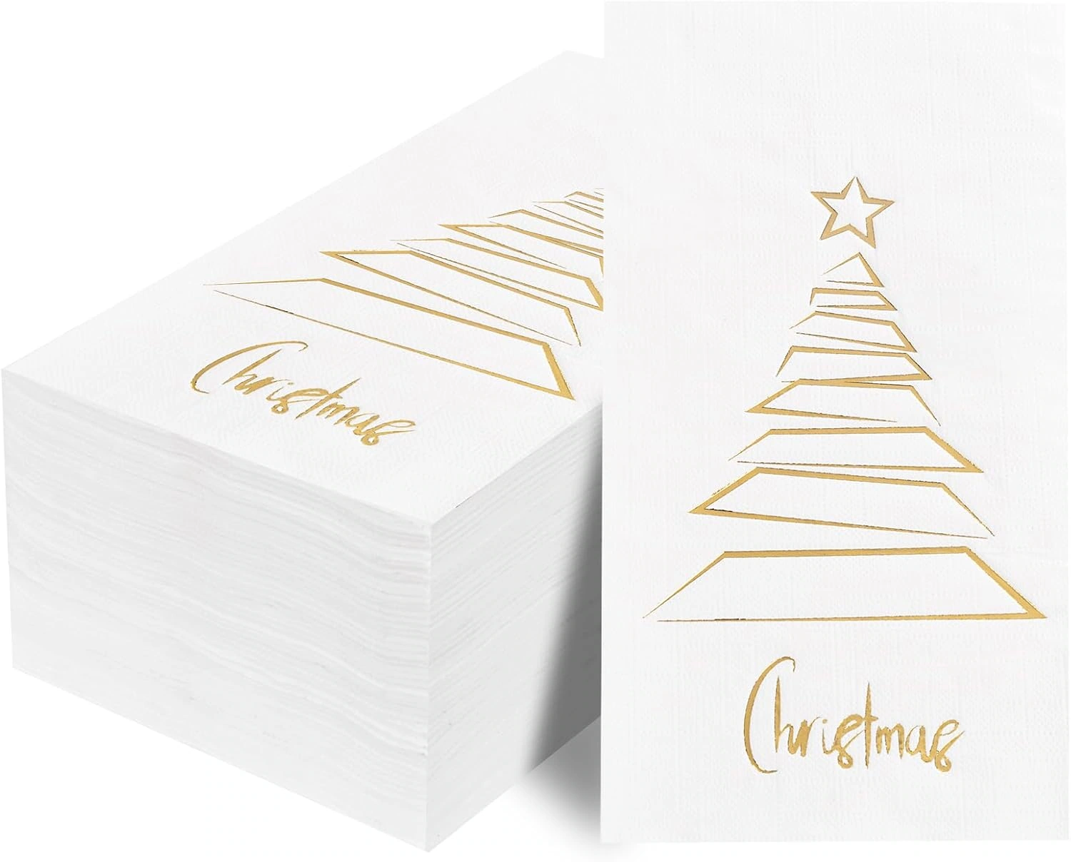 Gold Christmas Tree Print Napkins (100 Pieces) — view 10