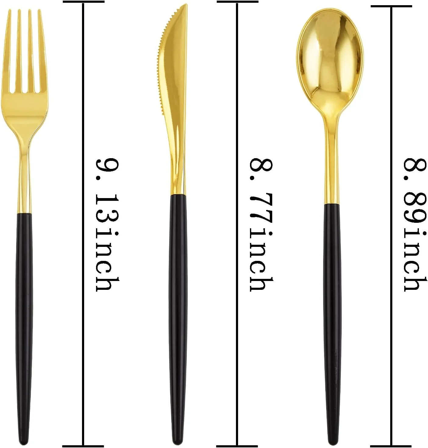 Gold Cutlery Set with Black Handles — view 11