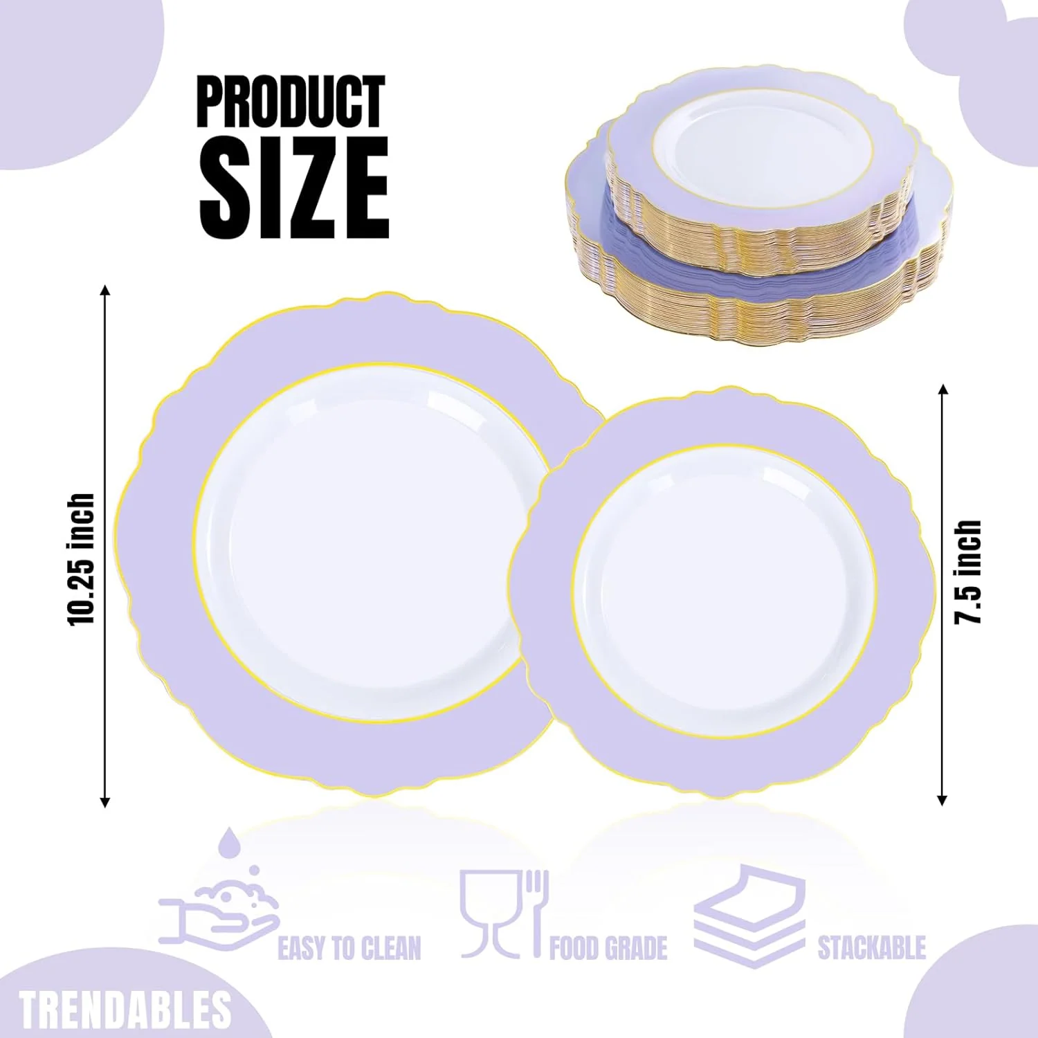 Purple And Gold Baroque Plastic Plates (60 Pieces) — view 13