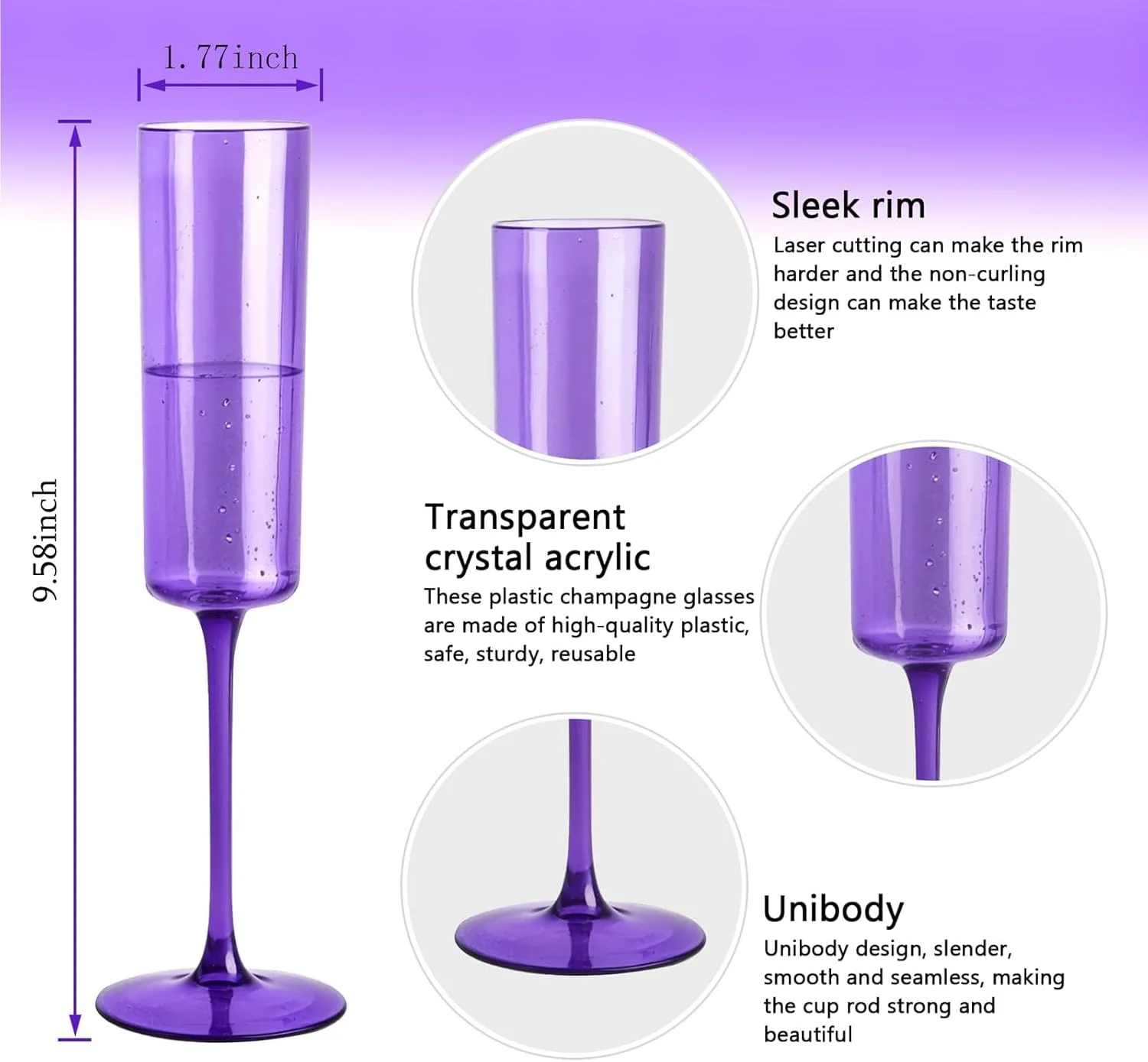 Purple YOUBET Champagne Flutes Plastic — view 13
