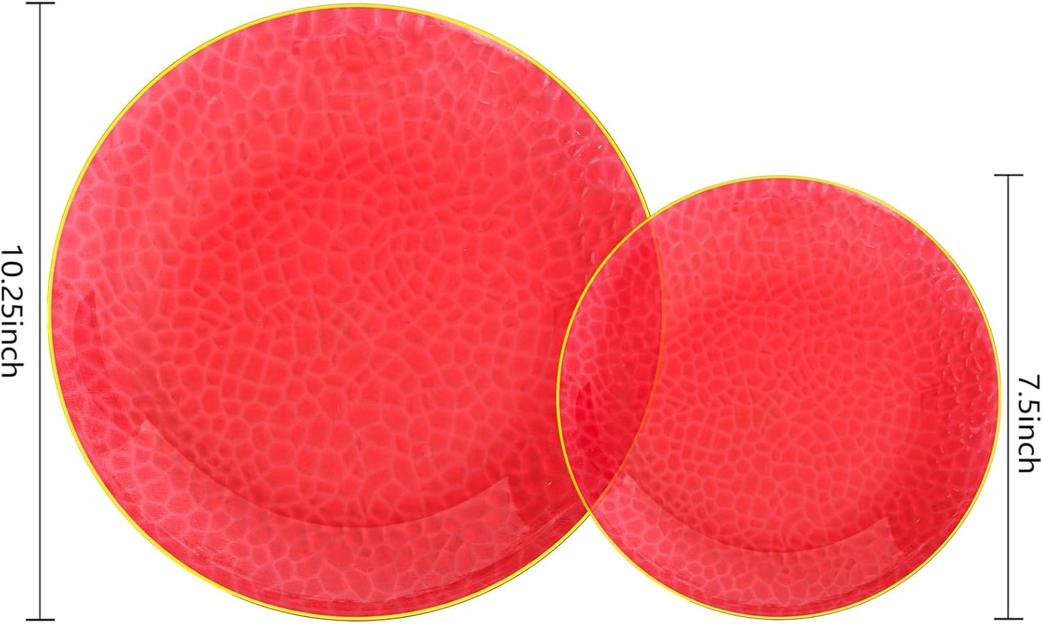 Clear Red Gold Plastic Plates,Disposable Plates With Rim,Heavy-duty Plates,Hammered Party Plates Include 30Clear Dessert-Platos,30Dinner-Platos for Wedding, Party (60 Pieces) — view 13