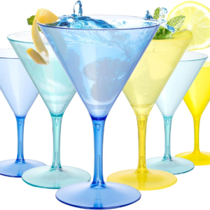 Colorful Liacere Martini Glasses Set of 6-11 oz Plastic Martini Cocktail Glasses with Stem-Reusable Cocktail Glasses for Bar,Margarita,Whiskey,Gin,Tequila,BPA-Free — view 9