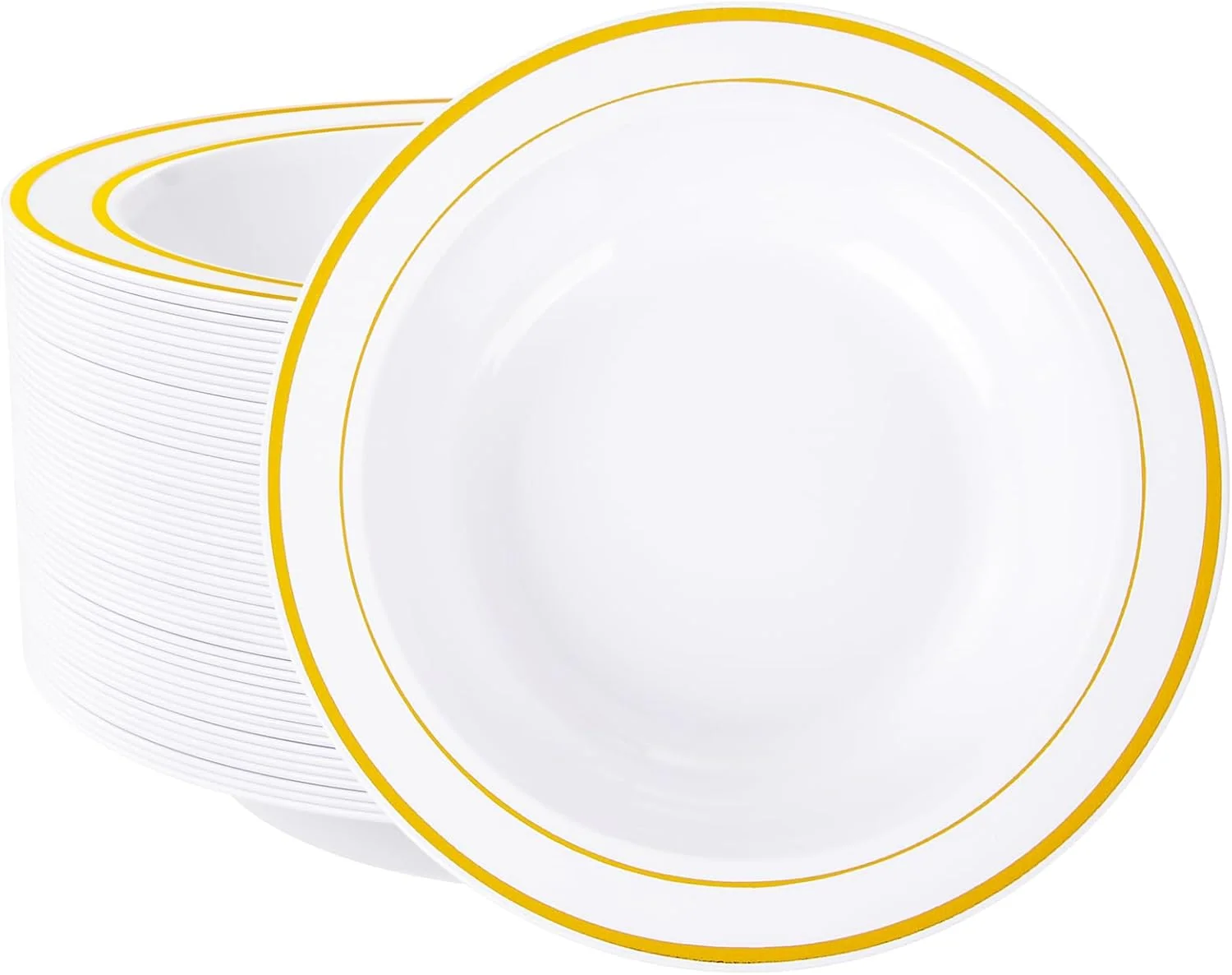 White Plastic Bowls with Gold Rim — view 11