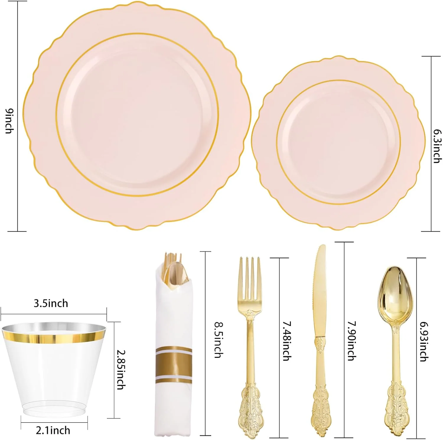 Pink Liacere Plates Disposable — view 12