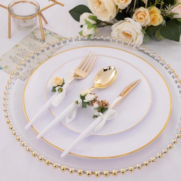 White And Gold Plastic Plates — view 13