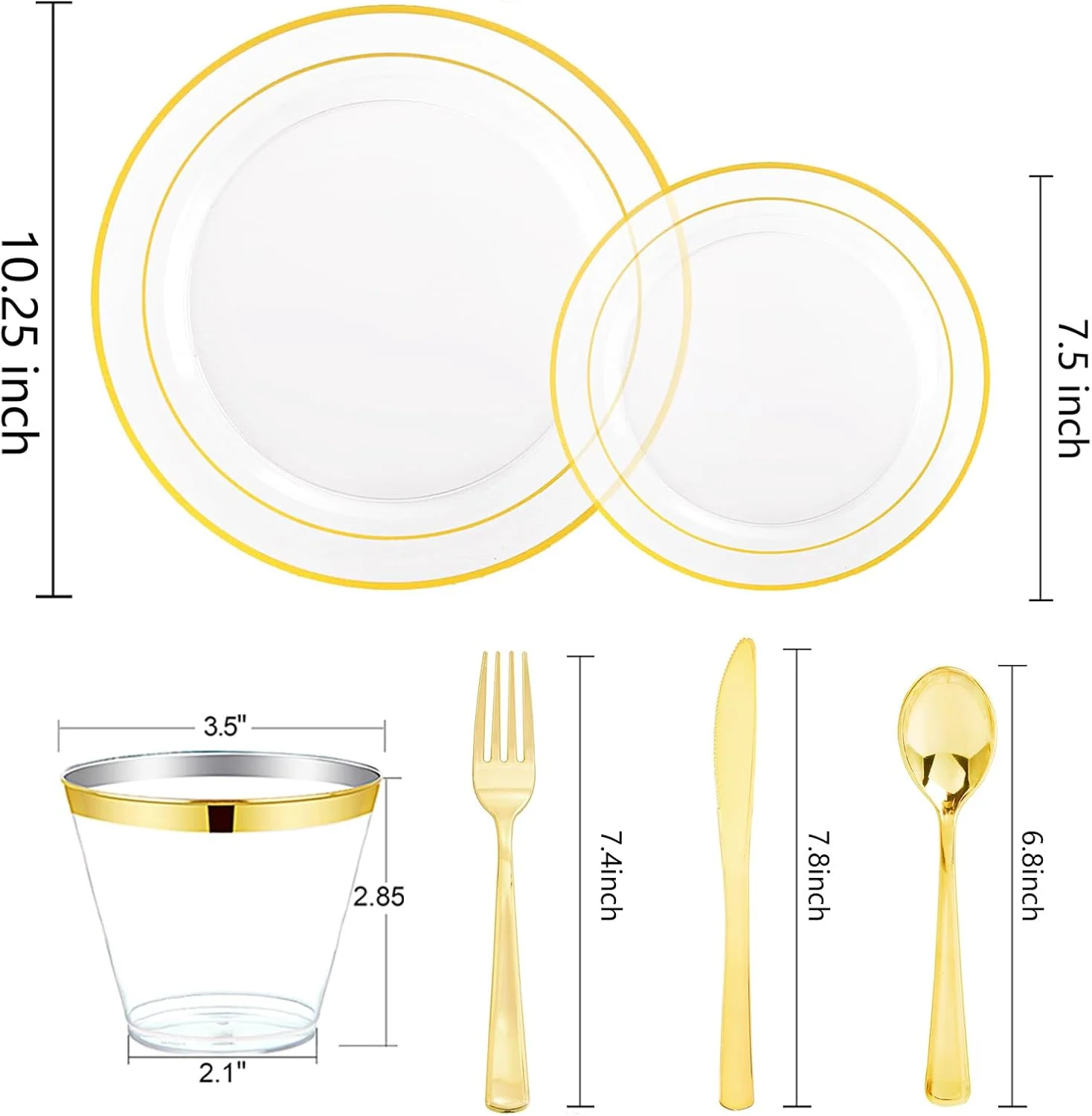 Clear Gold Deluxe Disposable Dinnerware Set — view 13