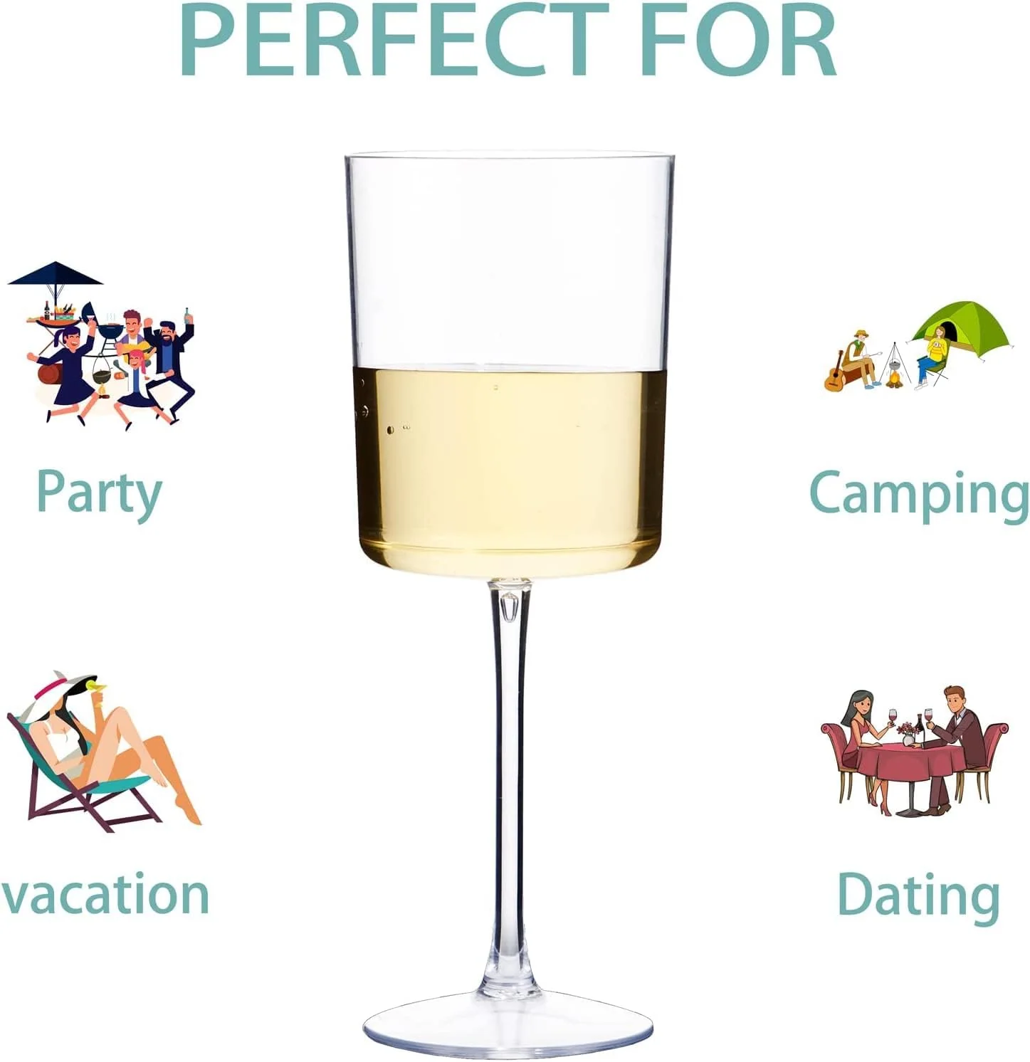 Stemmed Clear Wine Glasses, Perfect for Parties, Clear Design (10 oz) — view 14