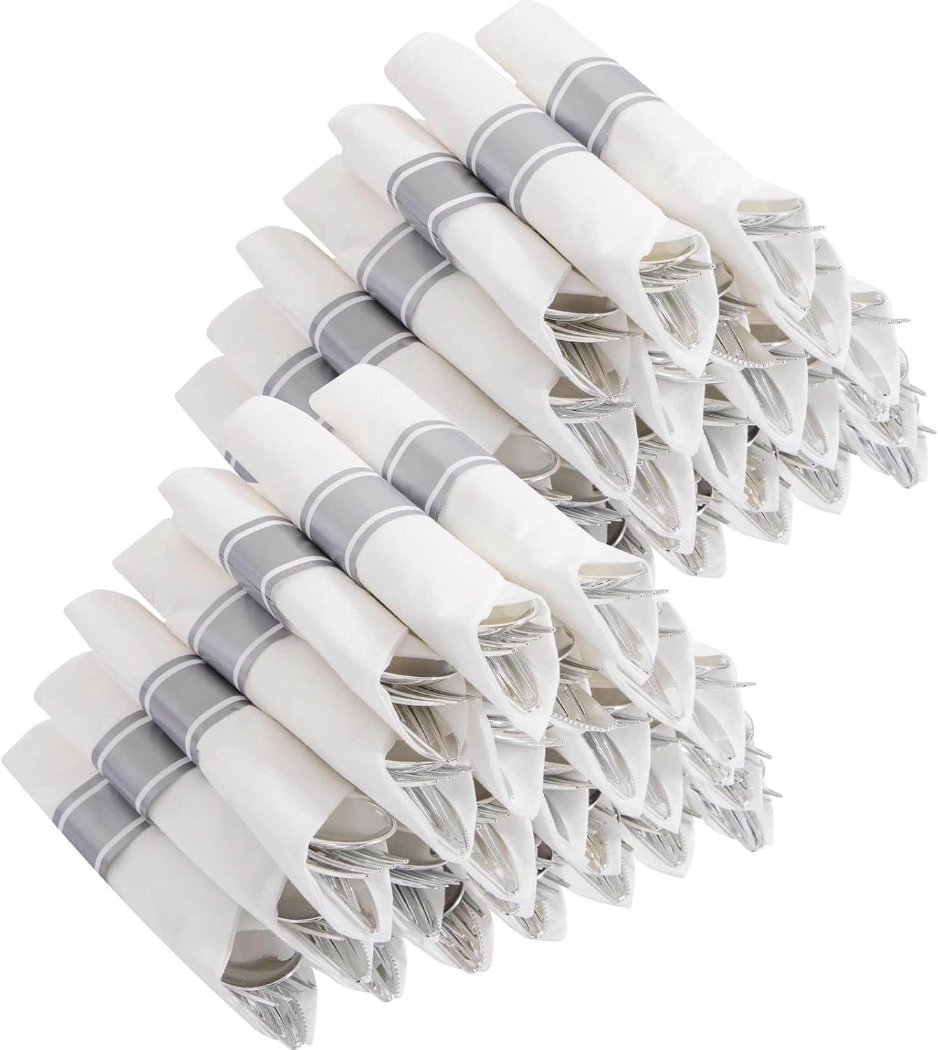 Silver Hammered Pre Rolled Plastic Silverware Sets — view 11